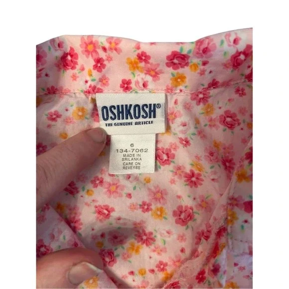 Vintage OshKosh B'gosh Girls' Floral Top & Pink Pants Set Size 6 Casual